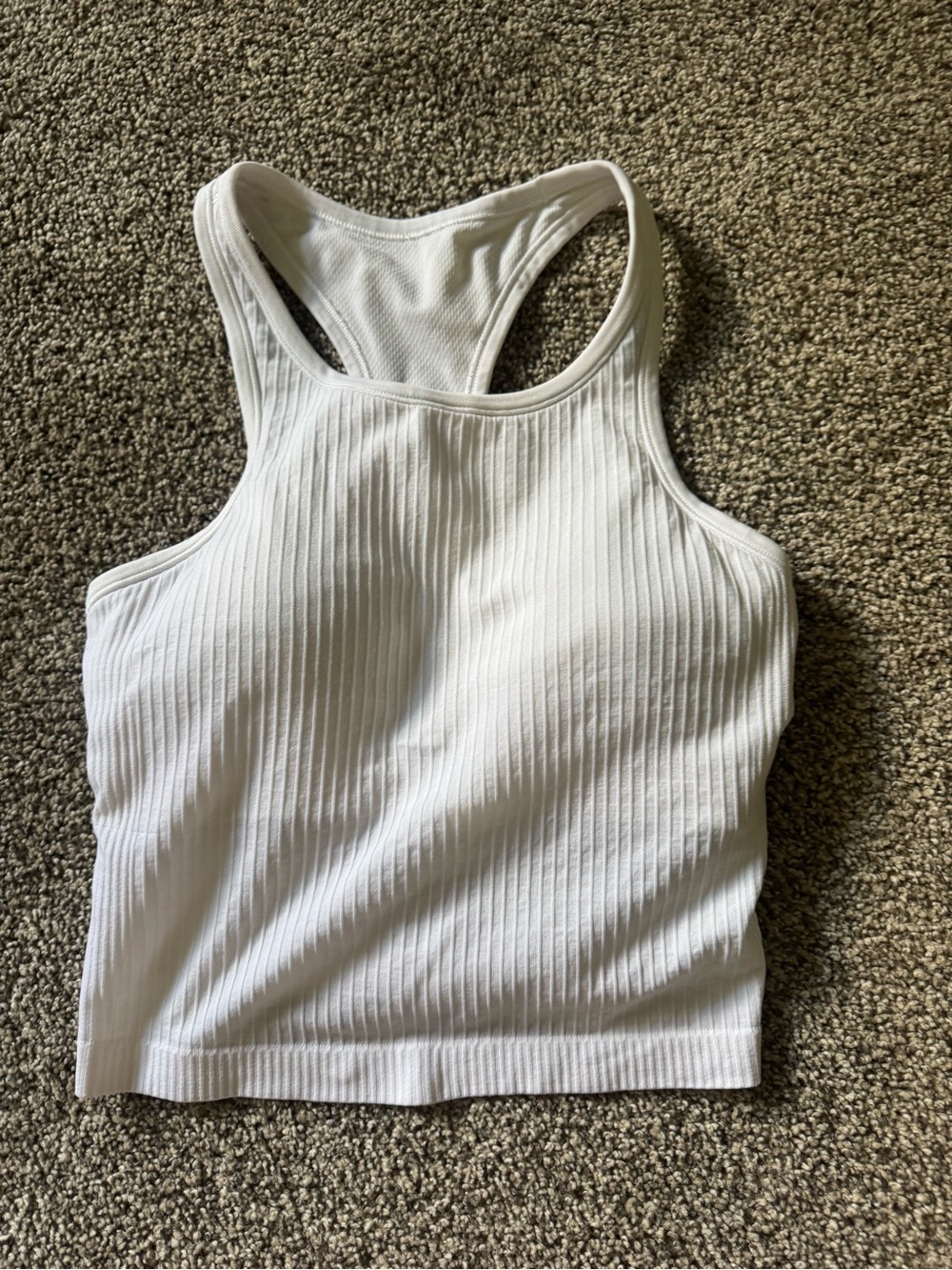 lululemon athletica White Ribbed Racerback Cropped Tank